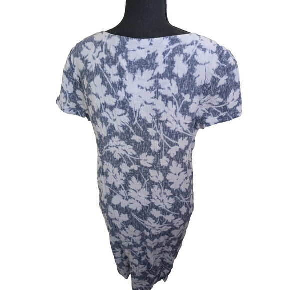 J. Jill Pure Jill Shirt Dress Short Sleeve Linen Floral Crinkle Pockets Medium - Picture 2 of 10